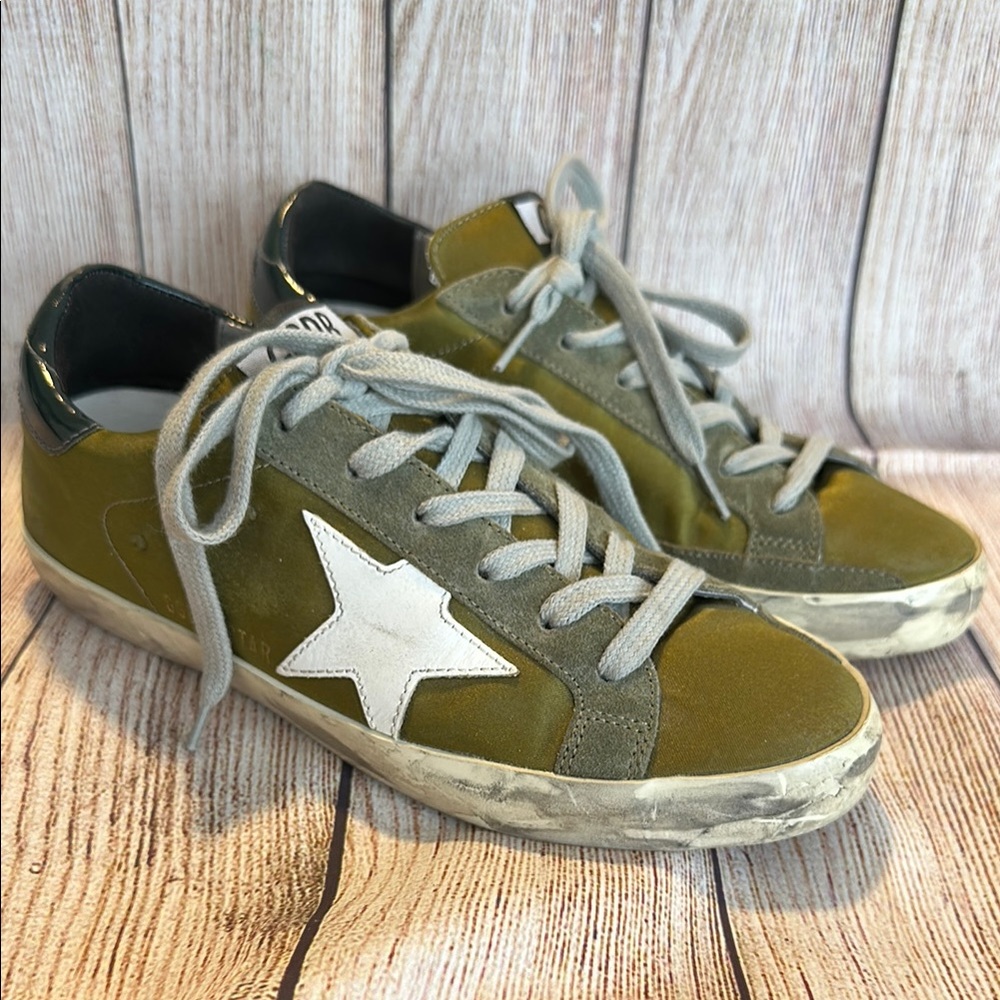 Golden Goose Olive Green SuperStar Sneakers